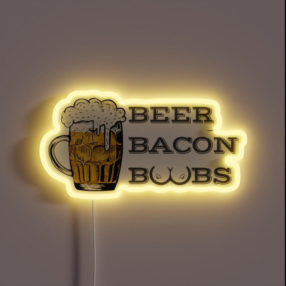 Beer Bacon And Boobs Rgb Led Neon Sign - Custom LED neon sign front view