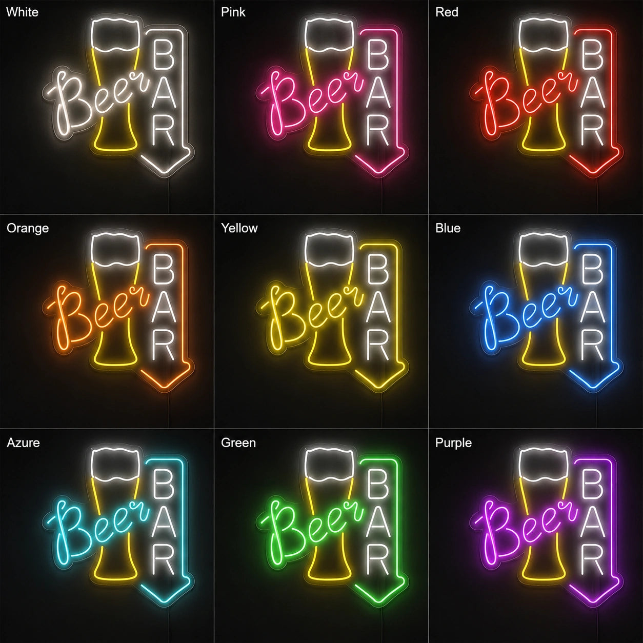 Beer Bar Tables Neon Sign LED Neon Sign color grid