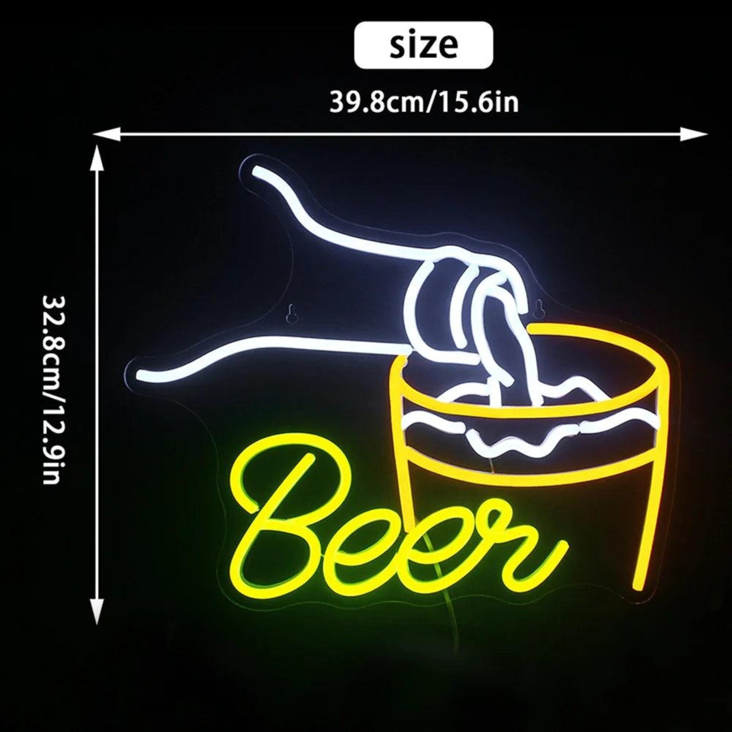 Beer Bar White Yellow Led Neon Sign With Pouring Bottle Glass For Bar Decor | Shineneon