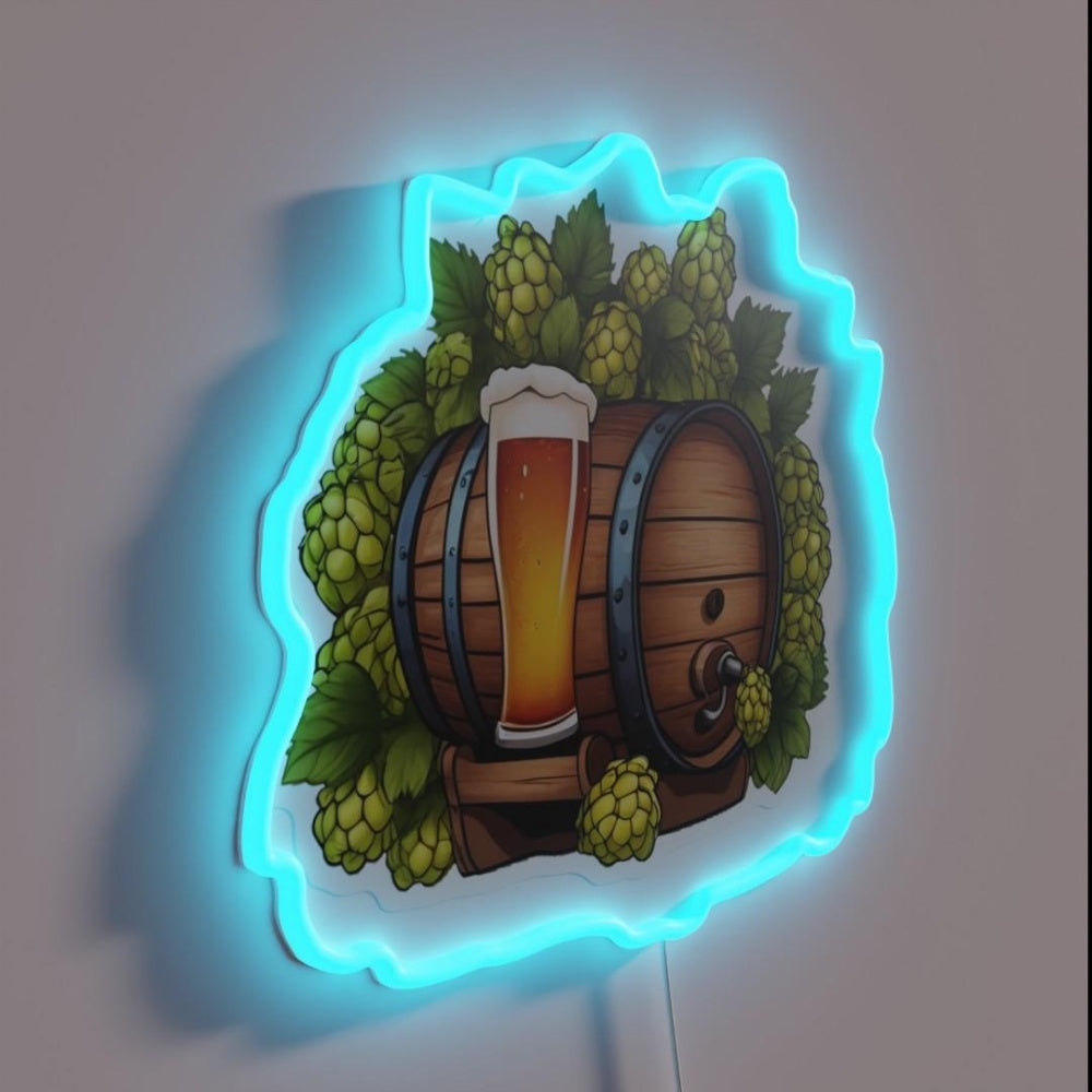Beer Barrel With Hops Rgb Led Neon Sign - LED neon sign close-up detail
