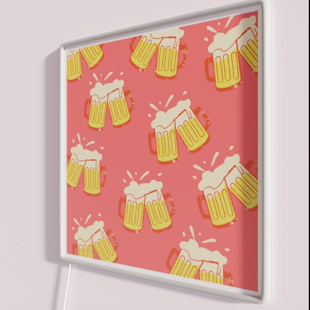 Beer Beer Beer Beer Rgb Led Neon Sign - Neon sign mounted on wall in room