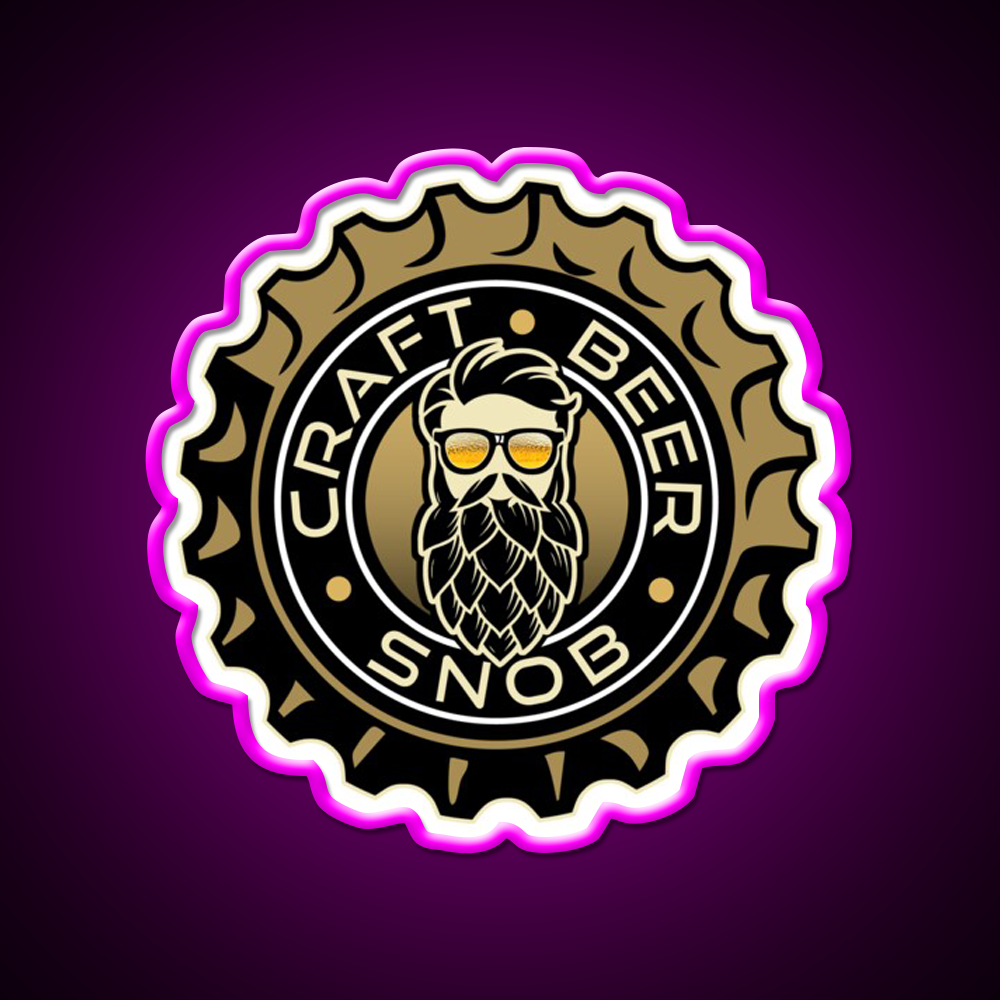 Beer Bottle Cap Craft Beer Snob Beer Bar Decor Led Neon Sign Rgb Color - Neon sign mounted on wall in room