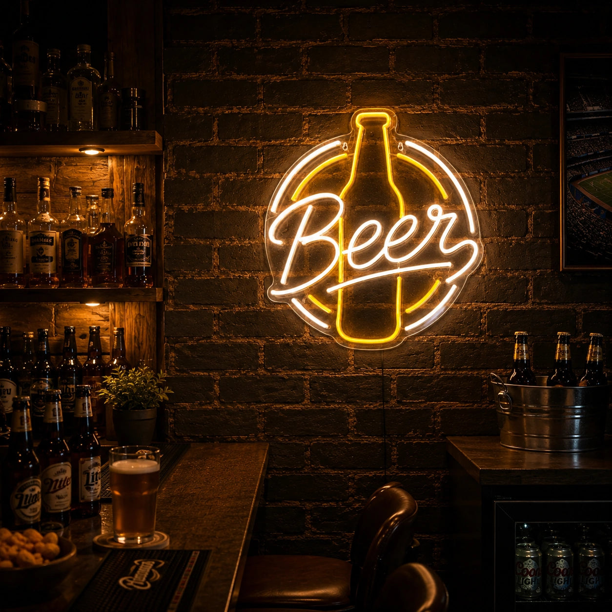 Beer Bottle LED Neon Sign real lifestyle scene