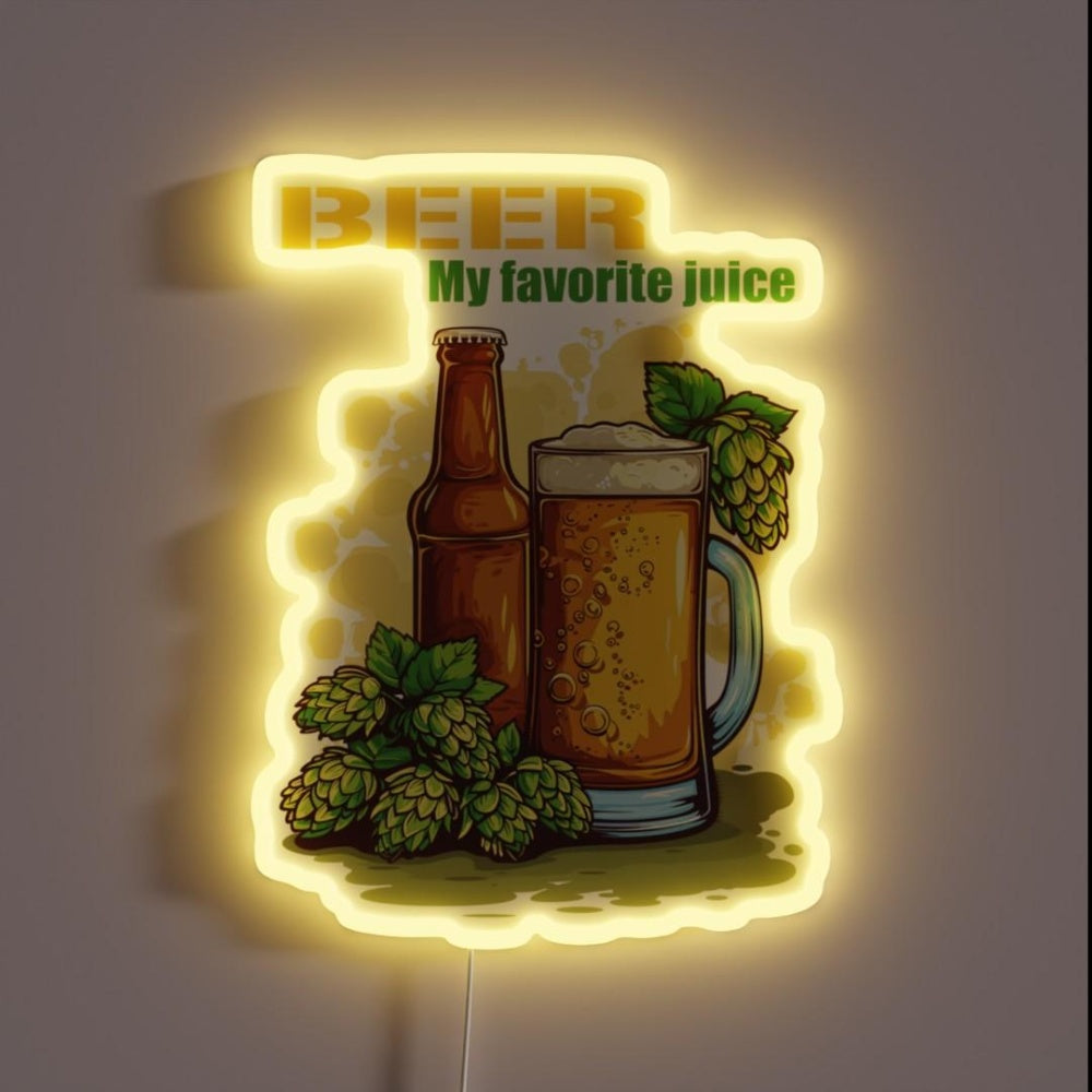 Beer Bottle With Hops Party Beer Beer Rgb Led Neon Sign - Custom LED neon sign front view