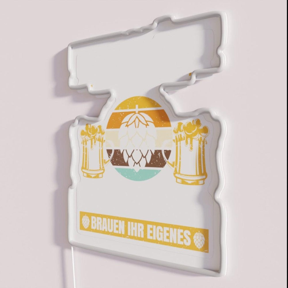 Beer Brewer Saying Real Men Rgb Led Neon Sign - Neon sign mounted on wall in room