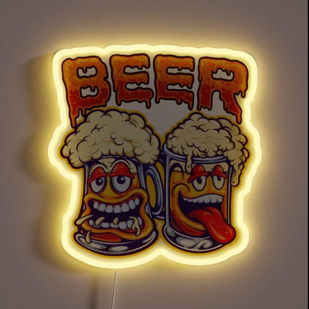 Beer Buddies Funny Drunk Cartoon Beers Rgb Led Neon Sign - Custom LED neon sign front view