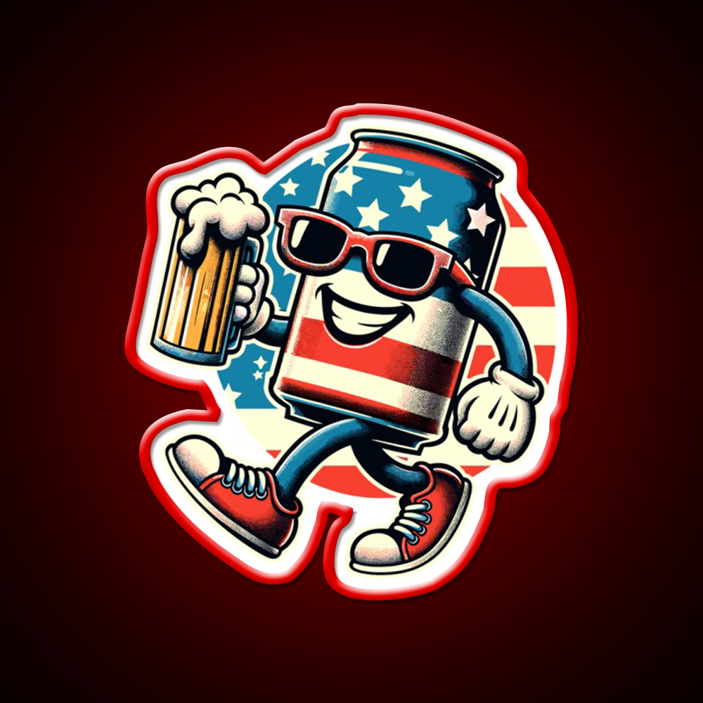 Beer Can Funny Mascot Celebrate Freedom Beer Bar Decor Led Neon Sign Rgb Color - LED neon sign view 10