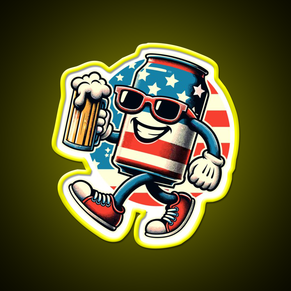 Beer Can Funny Mascot Celebrate Freedom Beer Bar Decor Led Neon Sign Rgb Color - LED neon sign view 7