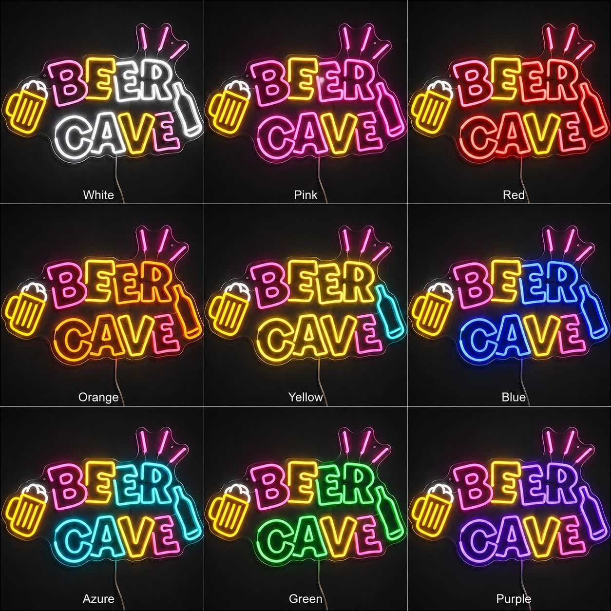 Beer Cave Neon Sign LED Neon Sign color grid