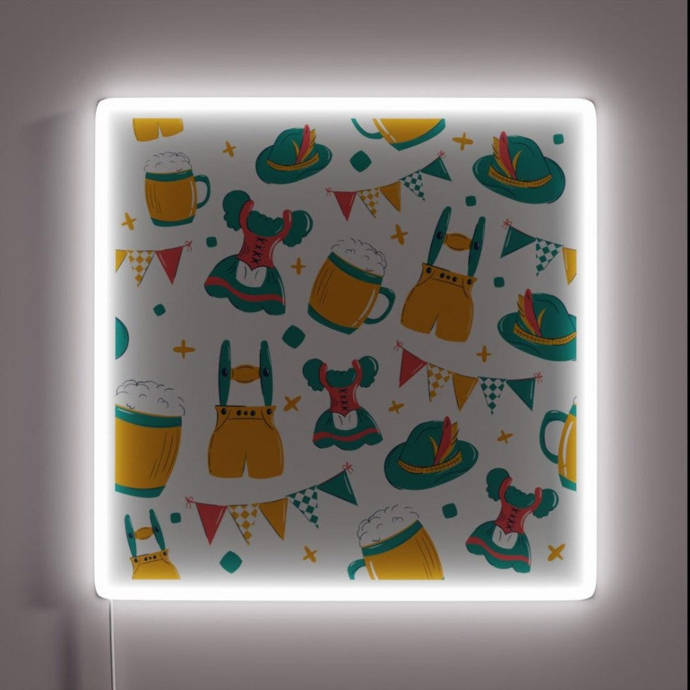 Beer Dirndl And Lederhosen Oktoberfest Rgb Led Neon Sign - Custom LED neon sign front view
