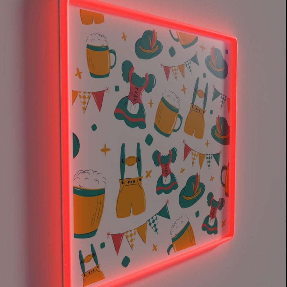 Beer Dirndl And Lederhosen Oktoberfest Rgb Led Neon Sign - LED neon sign close-up detail