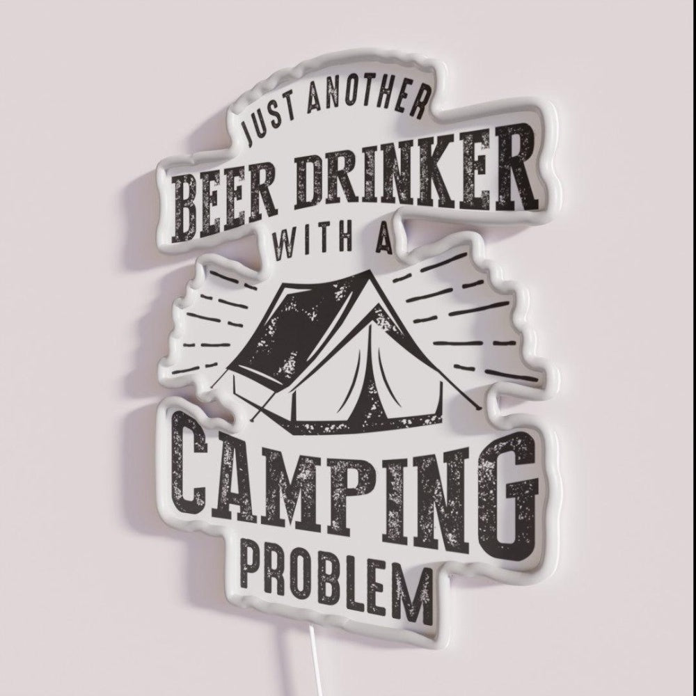 Beer Drinker Camping B Rgb Led Neon Sign - Neon sign mounted on wall in room