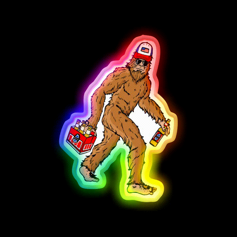 Beer Drinkin Bigfoot Sasquatch Hat Beer Bar Decor Led Neon Sign Wall Art Rgb Color