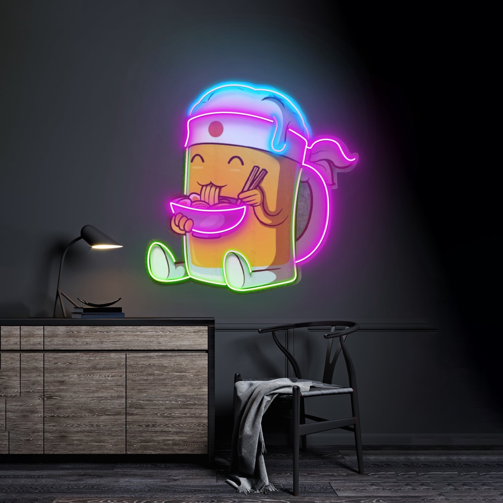Beer Eating A Ramen Bowl Led Neon Sign Light Custom Led Signs - Shineneon