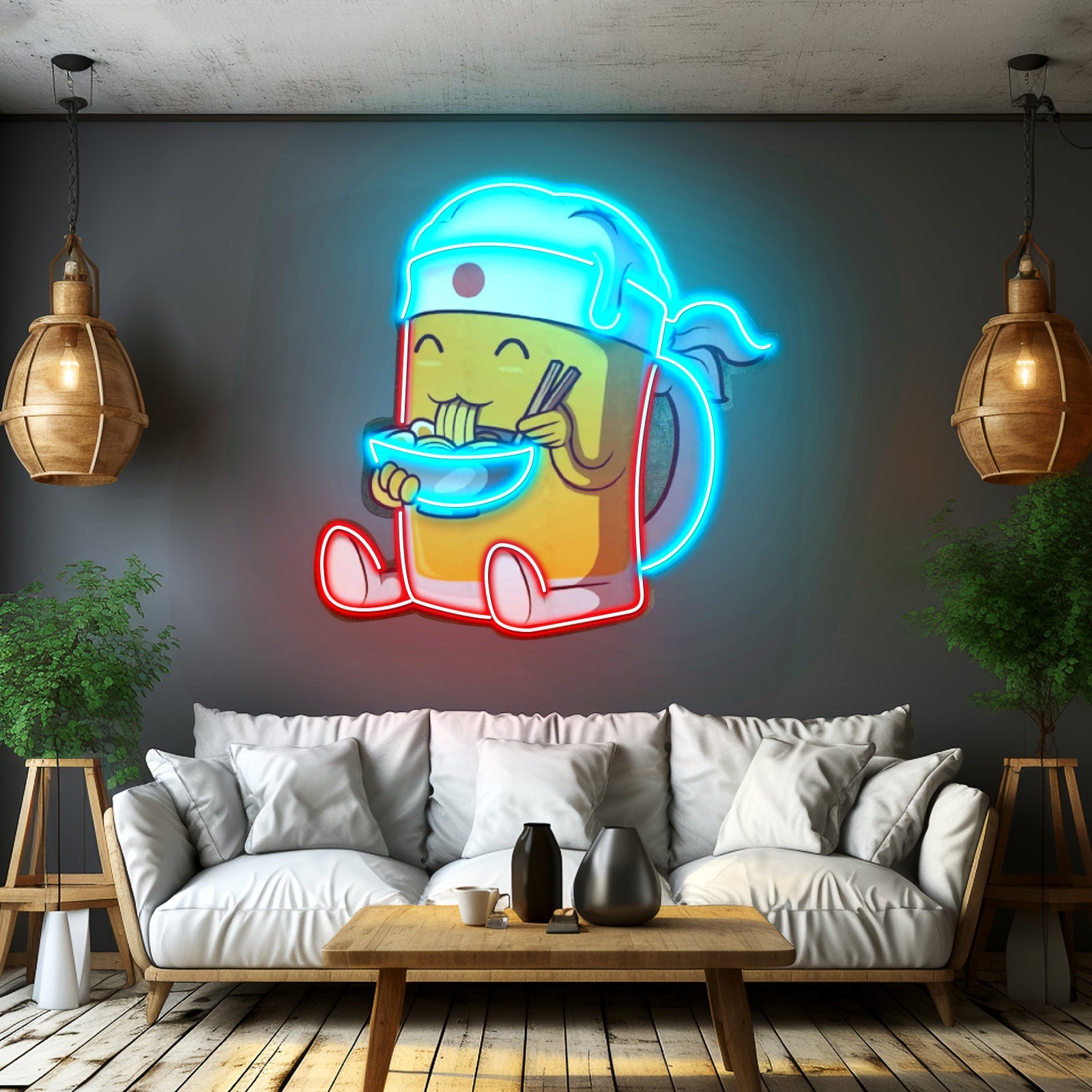Beer Eating A Ramen Bowl Led Neon Sign Light Custom Led Signs - Shineneon