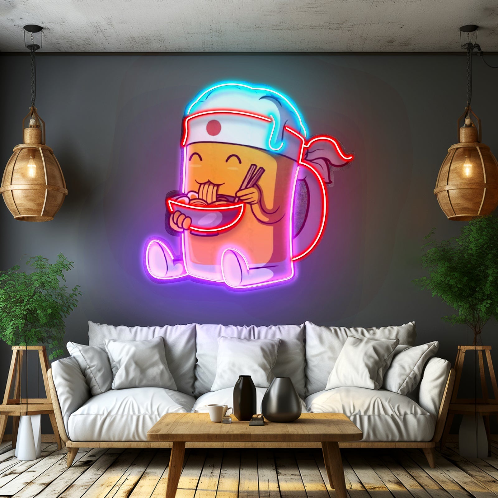 Beer Eating A Ramen Bowl Led Neon Sign Light Custom Led Signs - Shineneon