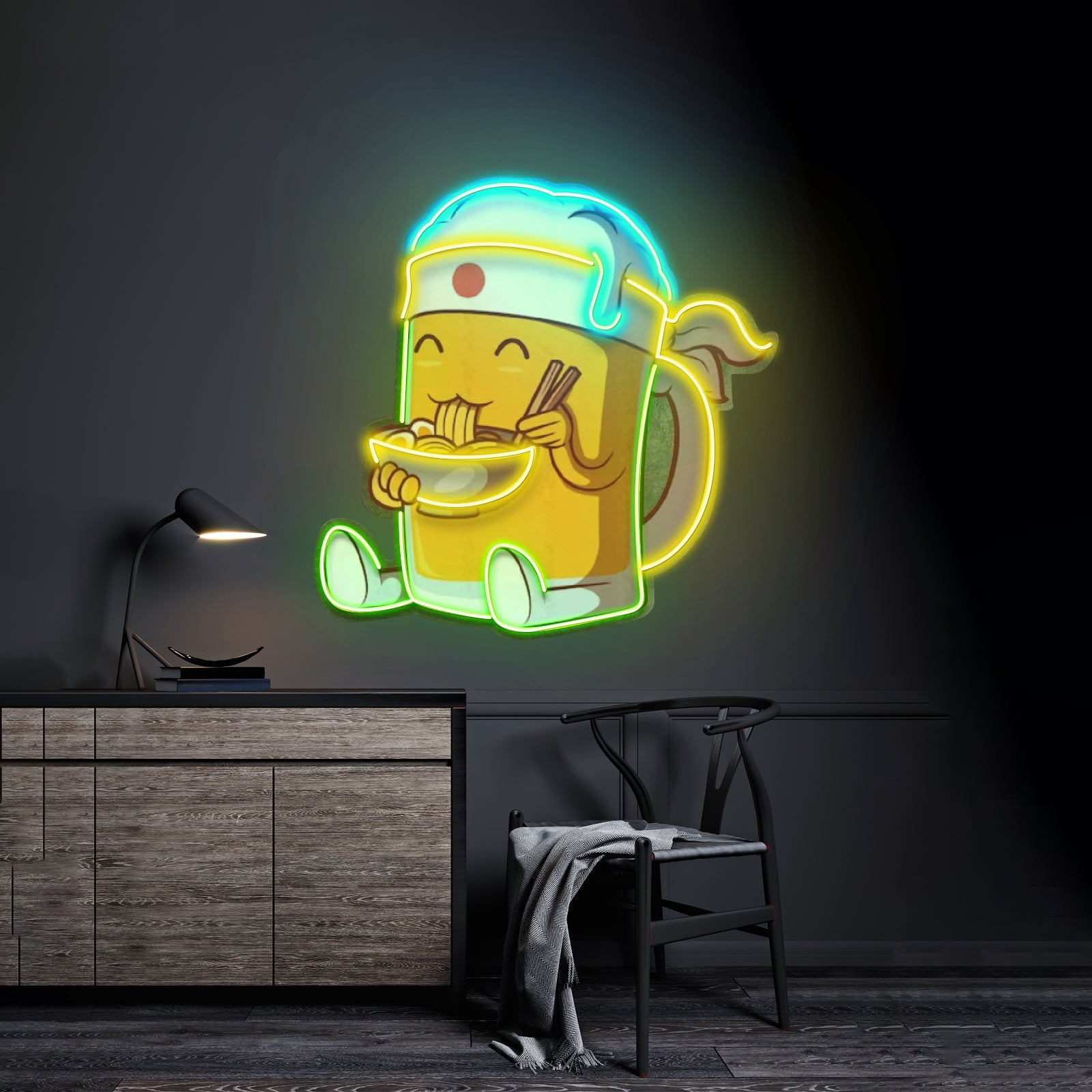 Beer Eating A Ramen Bowl Led Neon Sign Light Custom Led Signs - Shineneon