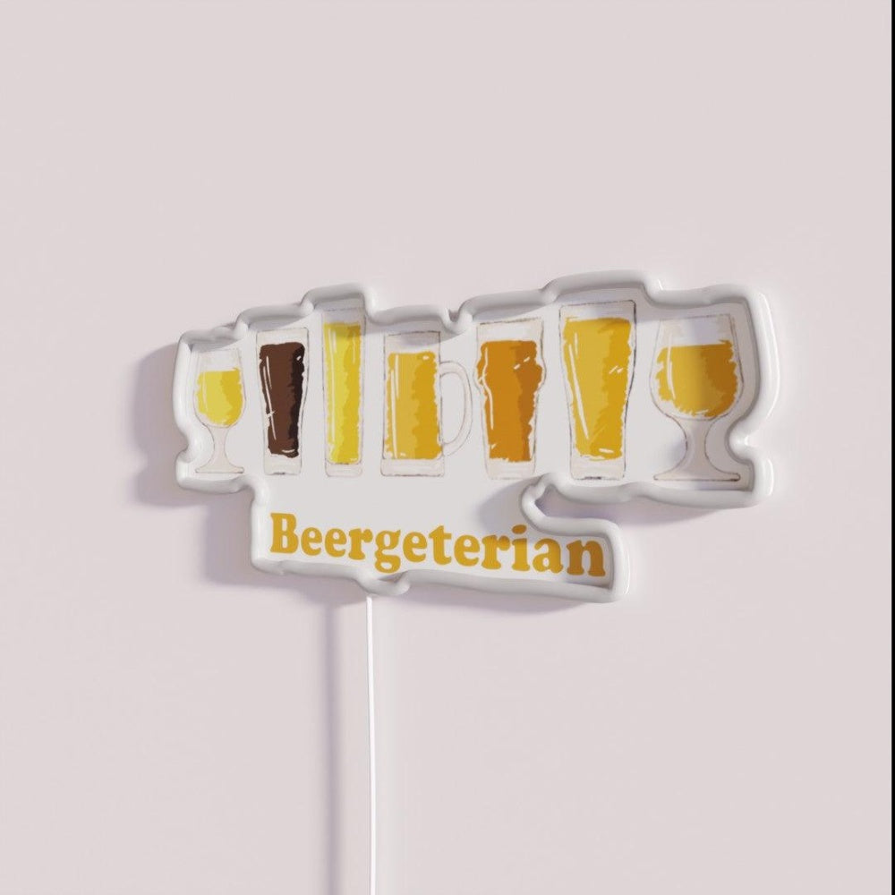 Beer For Vegetarians Rgb Led Neon Sign - Neon sign mounted on wall in room