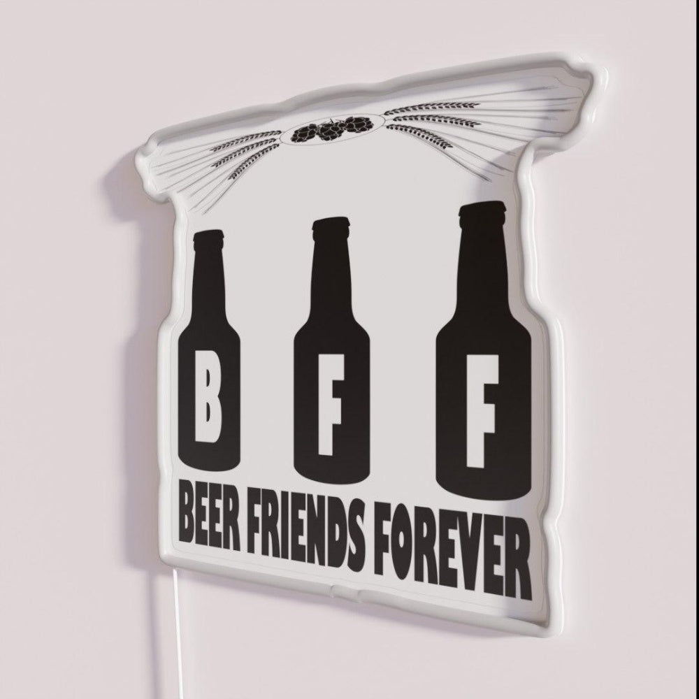 Beer Friends Forever Rgb Led Neon Sign - Neon sign mounted on wall in room