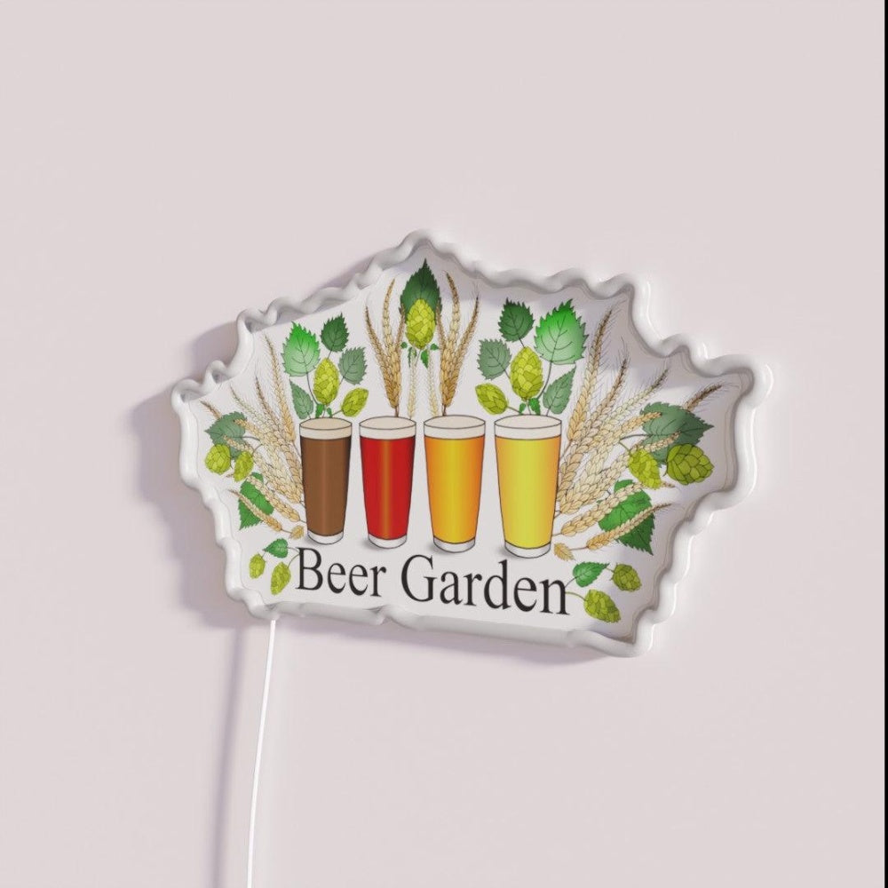 Beer Garden Rgb Led Neon Sign Restaurant Wall Art - Neon sign mounted on wall in room