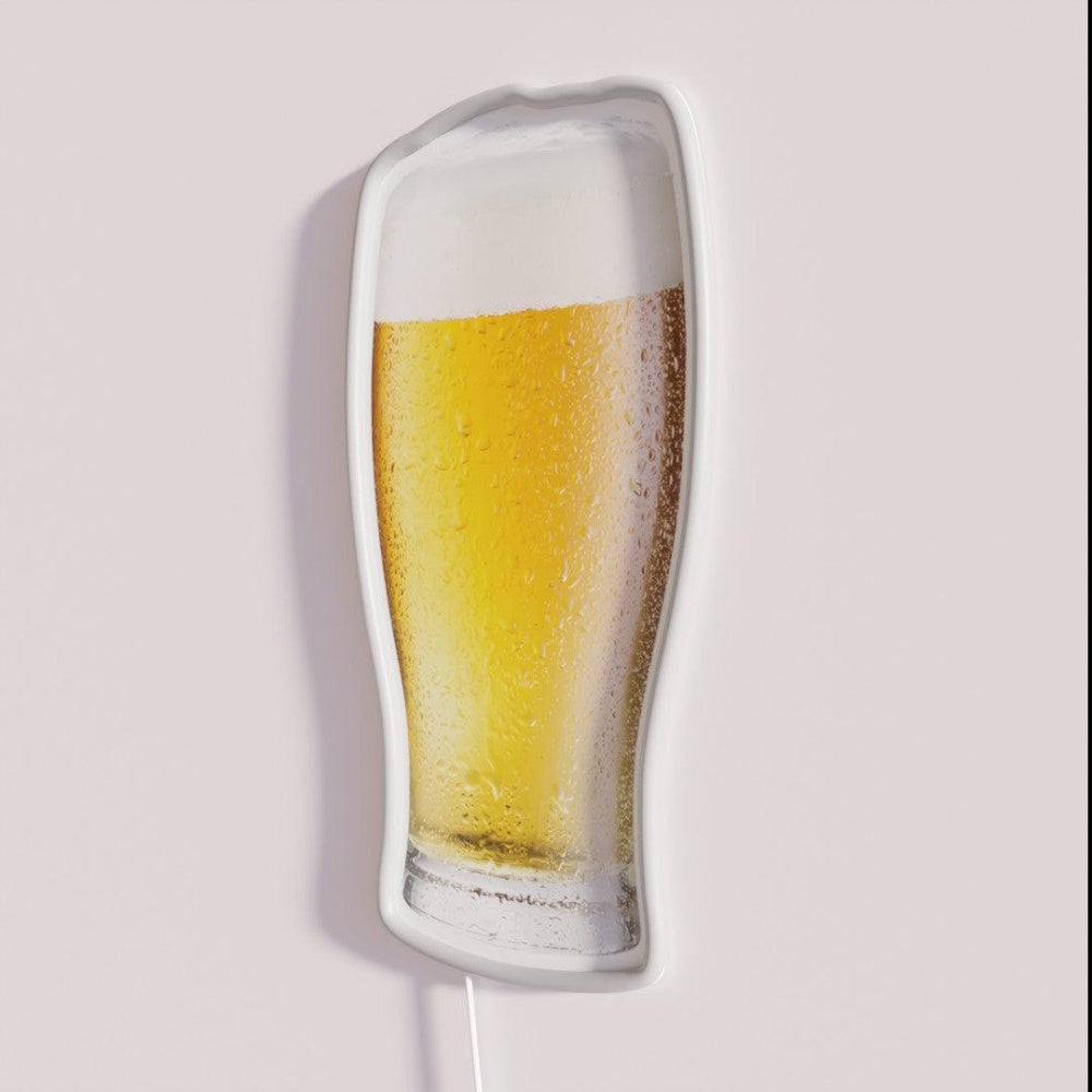 Beer Glass Rgb Led Neon Sign - Neon sign mounted on wall in room
