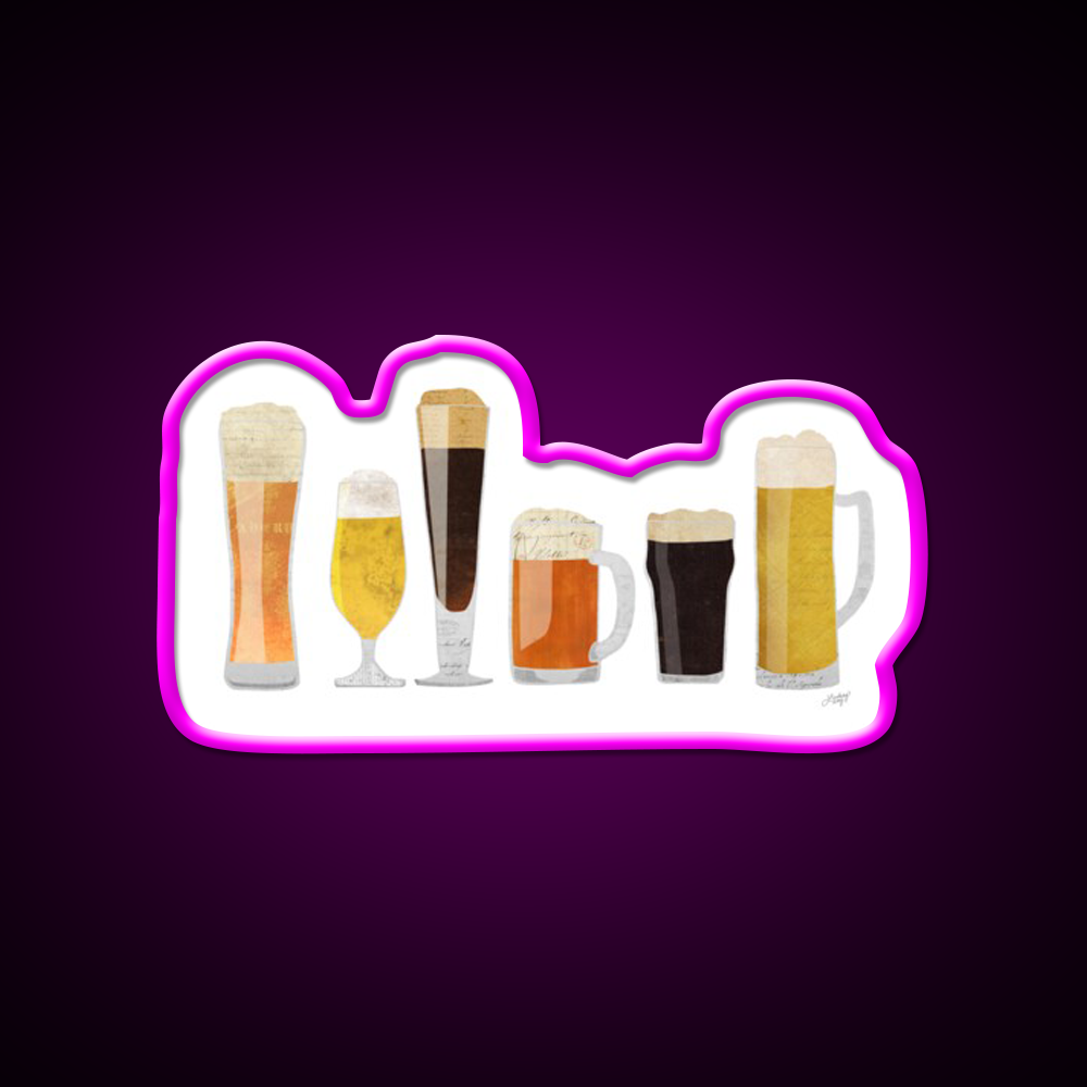 Beer Glasses Beer Bar Decor Led Neon Sign Rgb Color - Neon sign mounted on wall in room