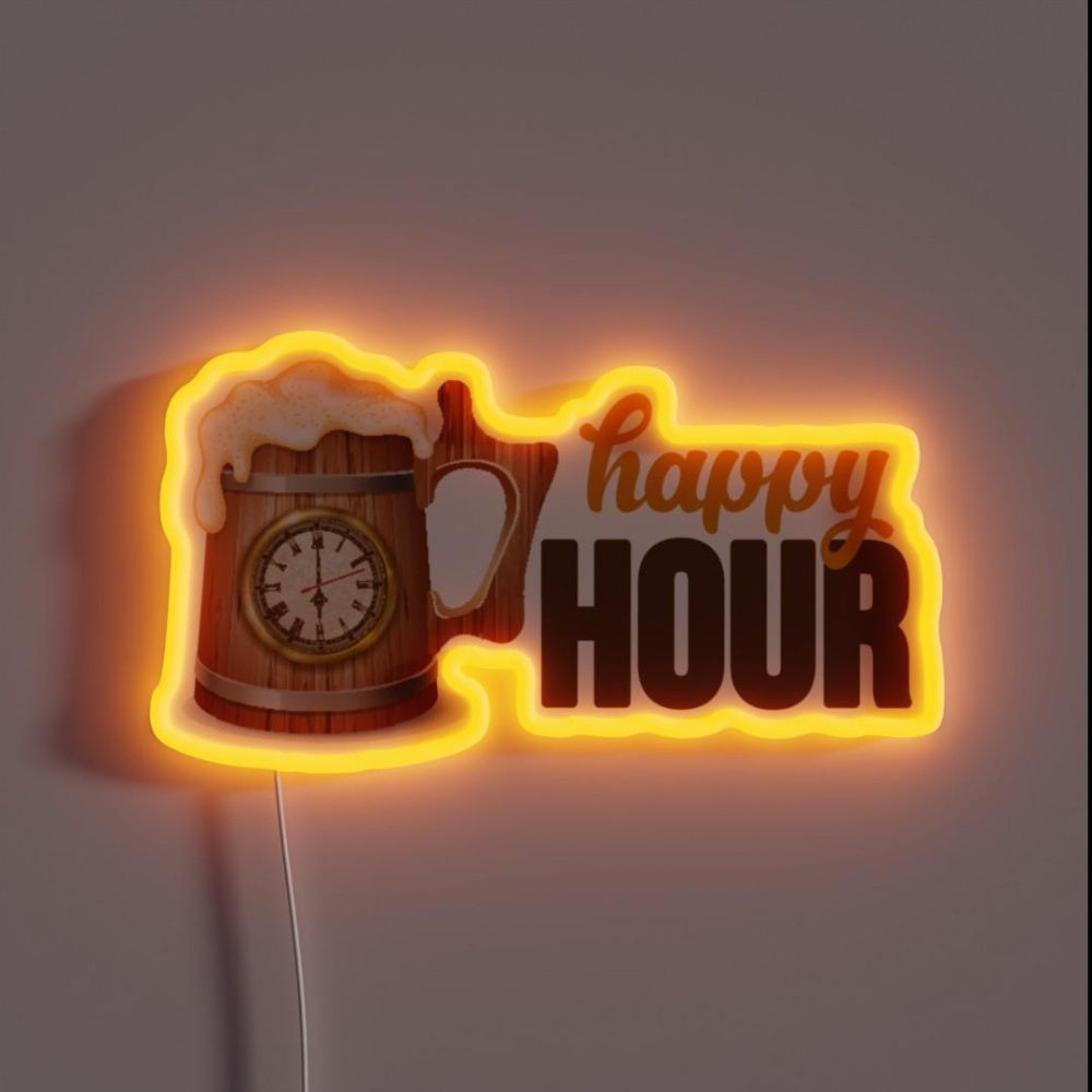 Beer Happy Hour Rgb Led Neon Sign - Custom LED neon sign front view