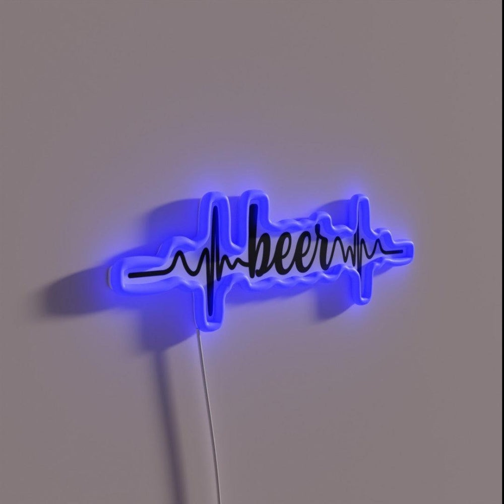 Beer Heartbeat Ecg Design Rgb Led Neon Sign - LED neon sign close-up detail