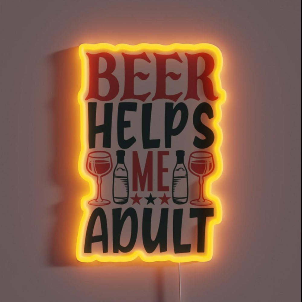 Beer Helps Me Adult Rgb Led Neon Sign - Custom LED neon sign front view