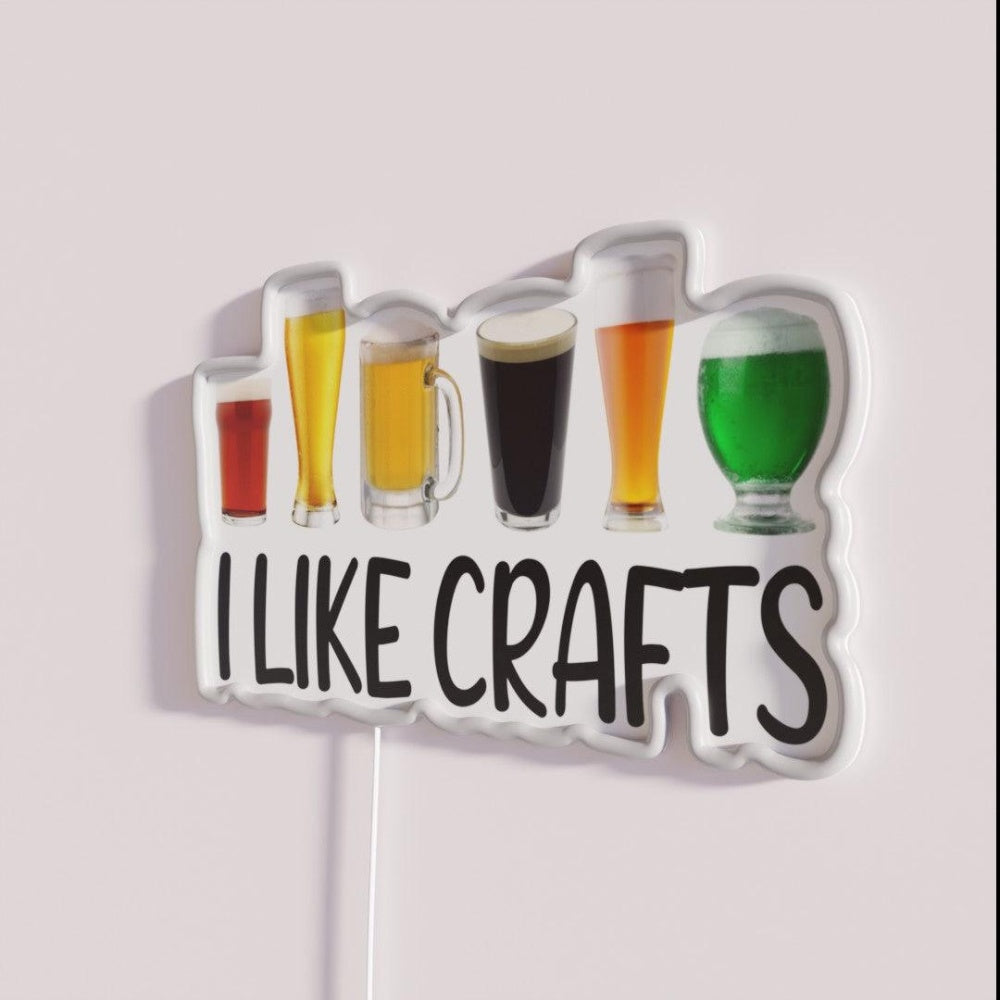 Beer I Like Crafts Funny Home Beer Brewing Rgb Led Neon Sign - Neon sign mounted on wall in room