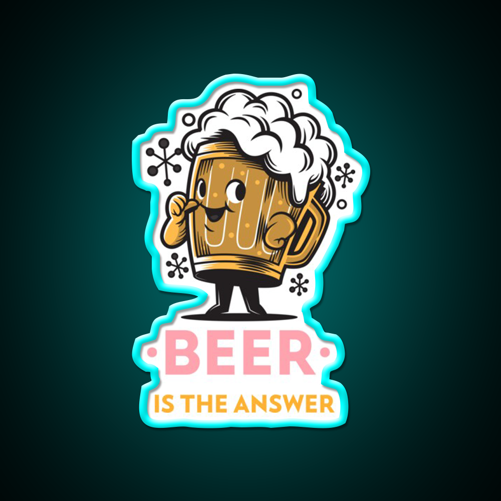 Beer Is The Answer Man Cave Bar Led Neon Sign Rgb Color