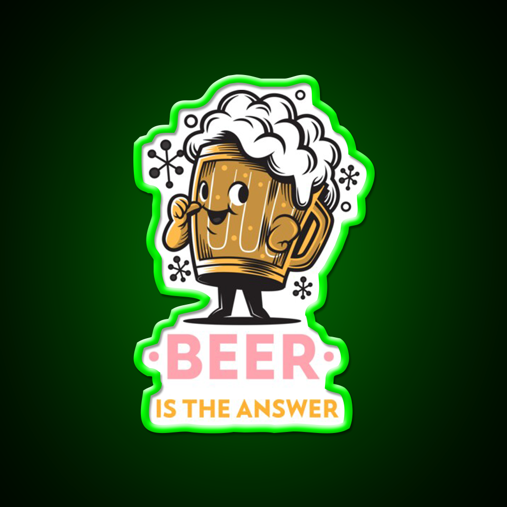 Beer Is The Answer Man Cave Bar Led Neon Sign Rgb Color