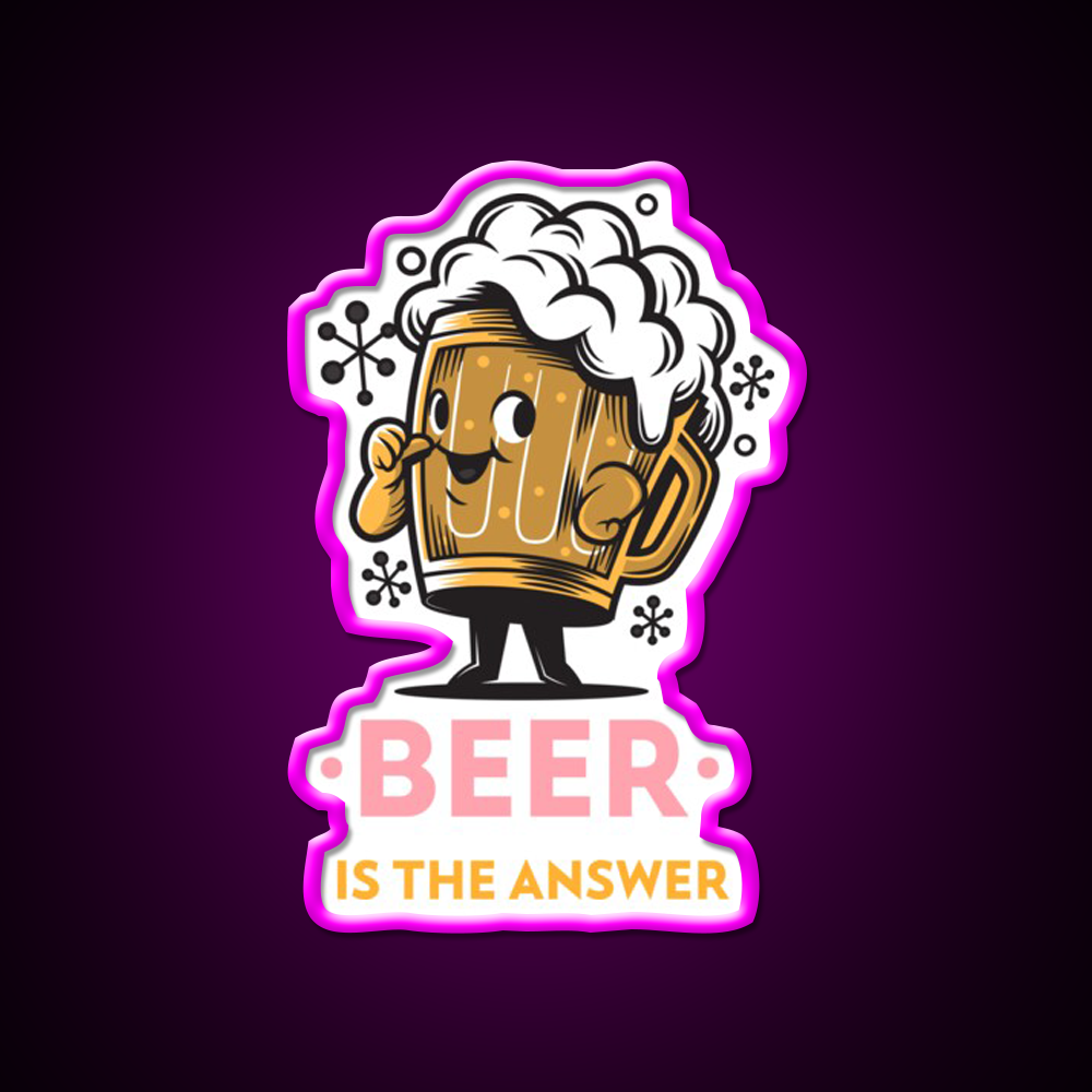 Beer Is The Answer Man Cave Bar Led Neon Sign Rgb Color