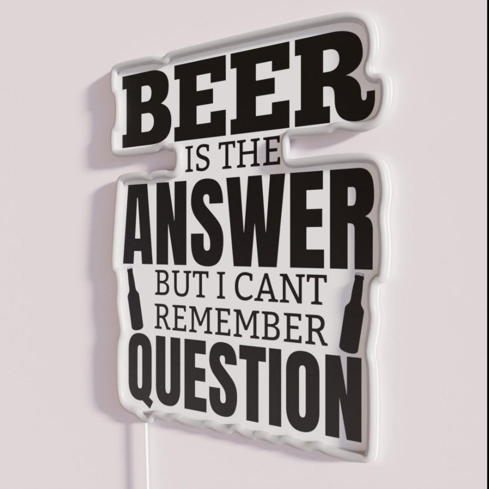 Beer Is The Question Rgb Led Neon Sign - Neon sign mounted on wall in room