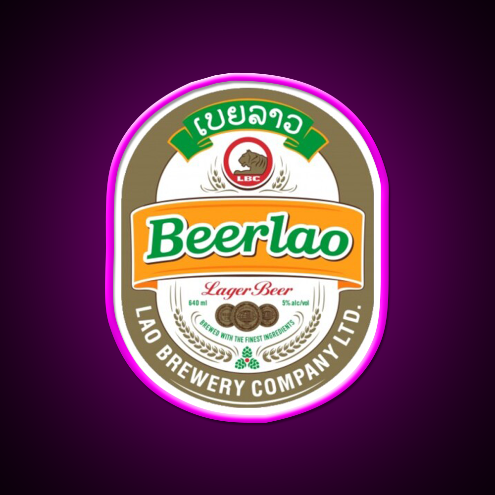 Beer Lao Beer Bar Decor Led Neon Sign Rgb Color - Neon sign mounted on wall in room