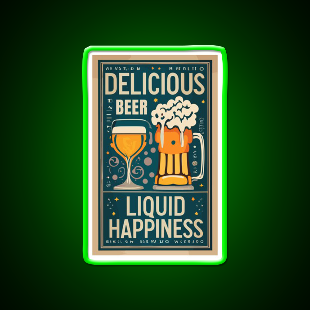Beer Liquid Happiness Man Cave Bar Led Neon Sign Rgb Color