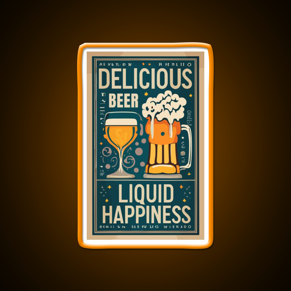 Beer Liquid Happiness Man Cave Bar Led Neon Sign Rgb Color