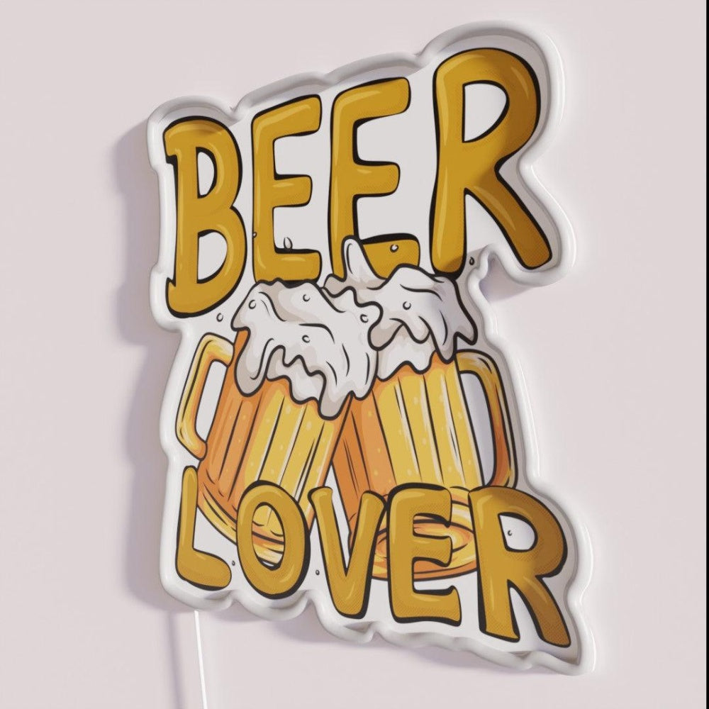 Beer Lover Rgb Led Neon Sign - Neon sign mounted on wall in room