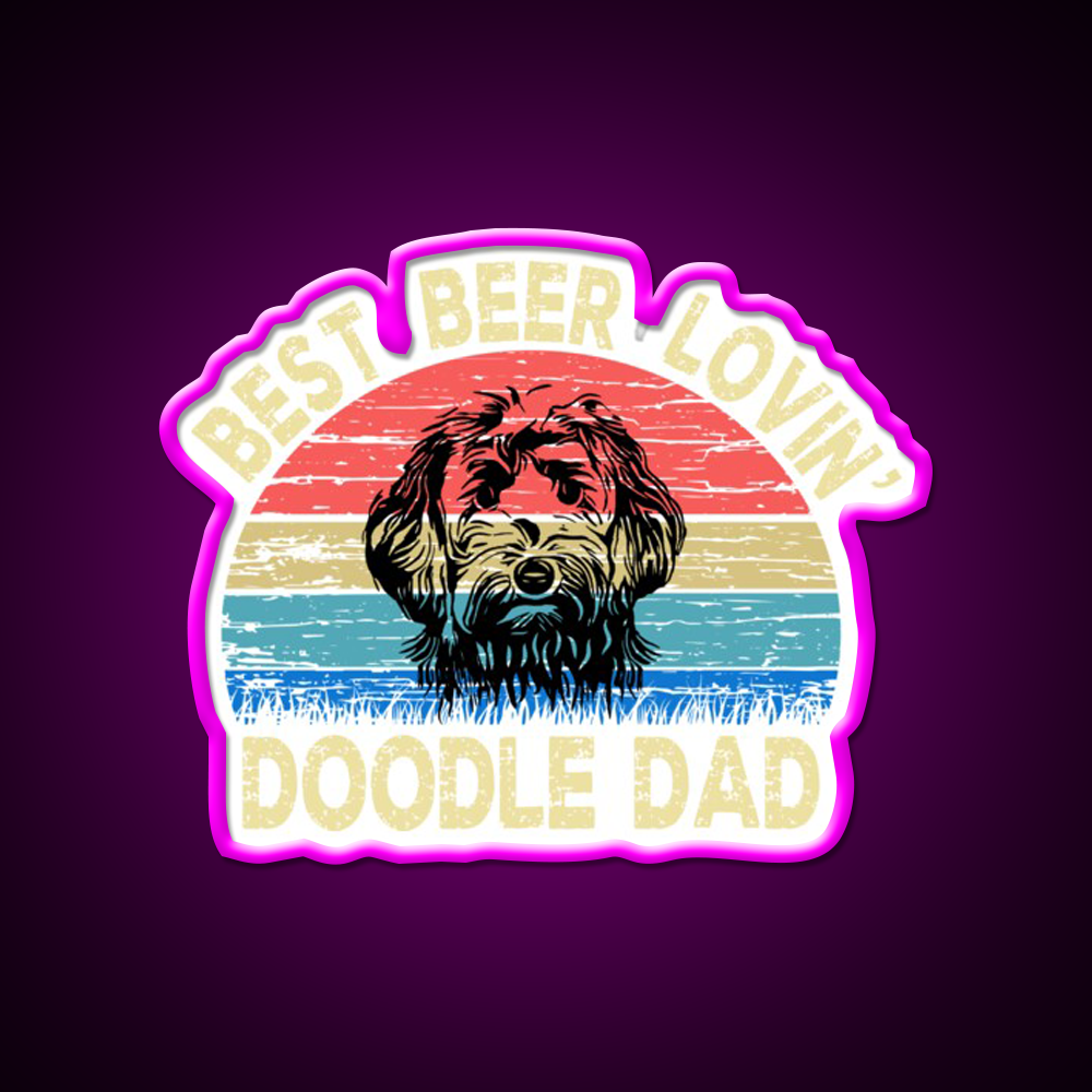 Beer Lovin Doodle Dad Design Beer Bar Decor Led Neon Sign Rgb Color - Neon sign mounted on wall in room