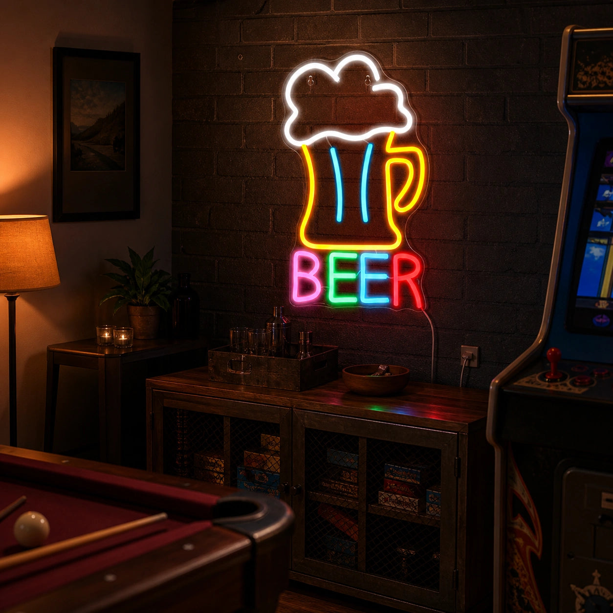 Beer Man Cave LED Neon Sign real lifestyle scene