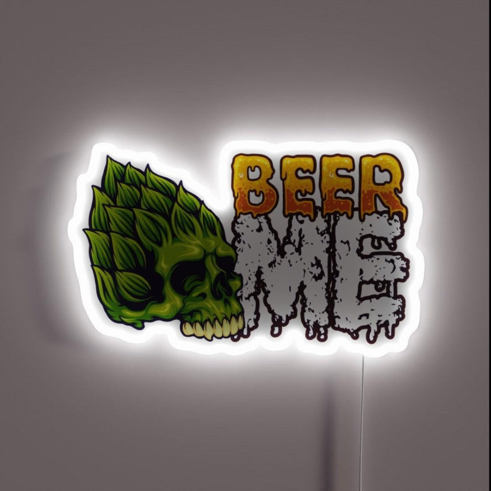 Beer Me Hops Skull Rgb Led Neon Sign - Custom LED neon sign front view
