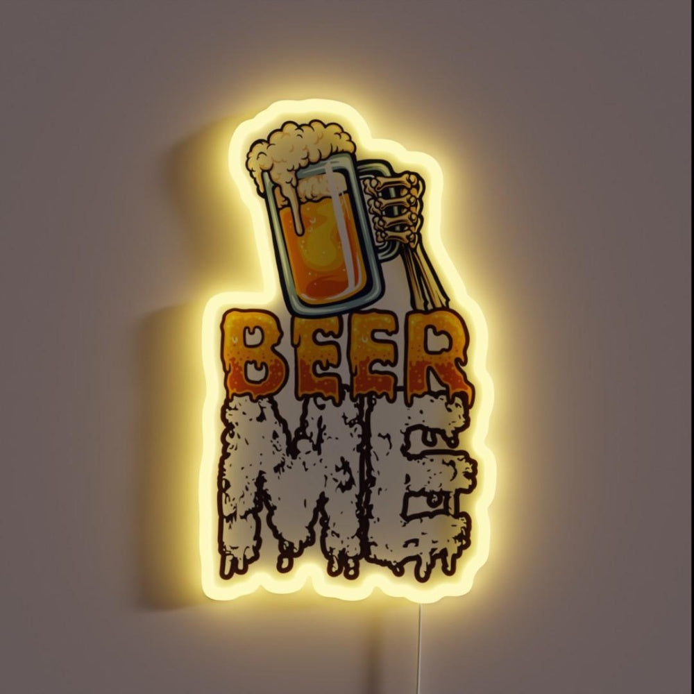 Beer Me Skeleton Hand Rgb Led Neon Sign Bar Wall Decor - Custom LED neon sign front view
