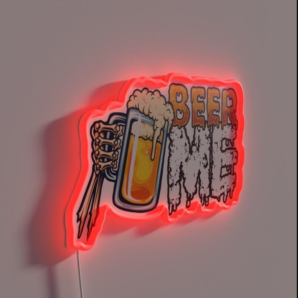 Beer Me Skeleton Hand With Brew Rgb Led Neon Sign - LED neon sign close-up detail