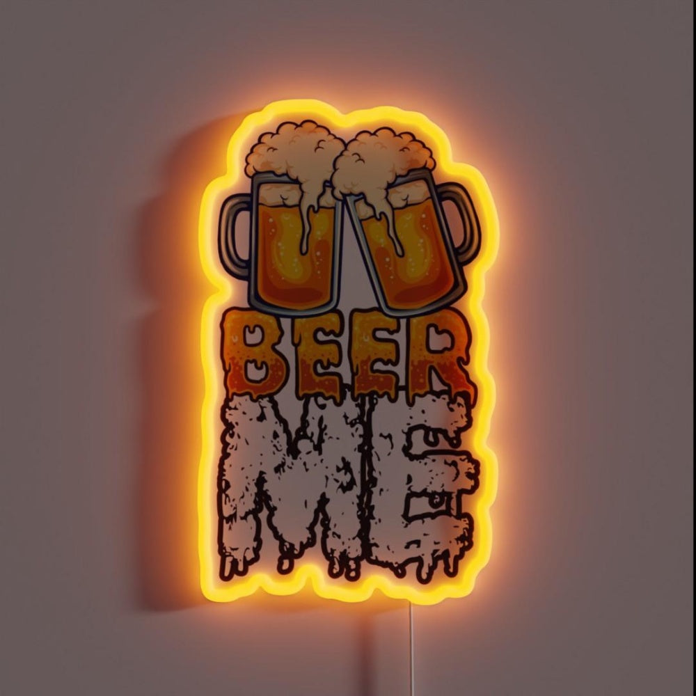 Beer Me Two Glasses Rgb Led Neon Sign - Custom LED neon sign front view