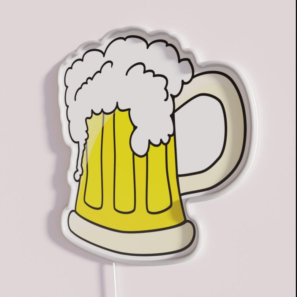 Beer Mug Rgb Led Neon Sign - Neon sign mounted on wall in room