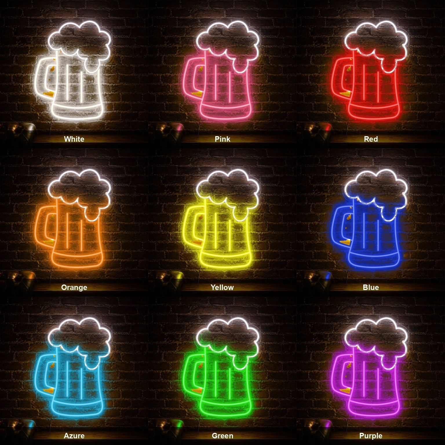 Beer Mug Wall LED Neon Sign color grid