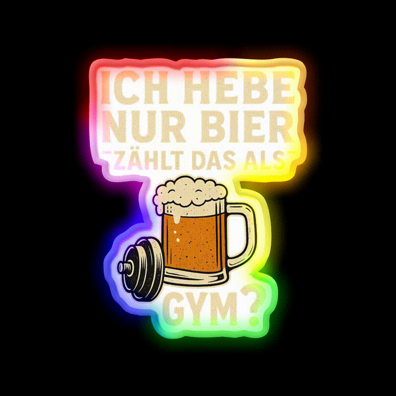Beer Mug With Dumbbell And Funny Fitness Beer Bar Decor Led Neon Sign Rgb Color - LED neon sign close-up detail
