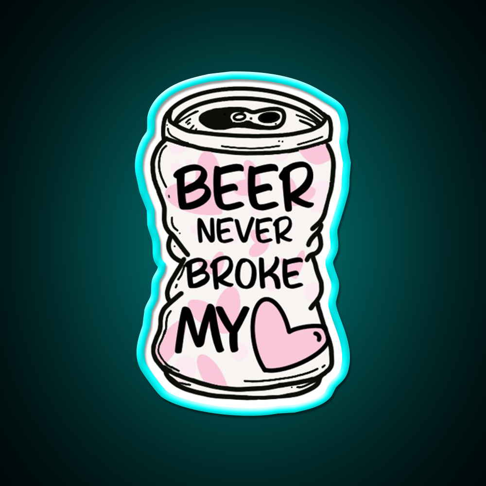 Beer Never Broke My Heart Beer Bar Decor Led Neon Sign Rgb Color - Size and dimension reference