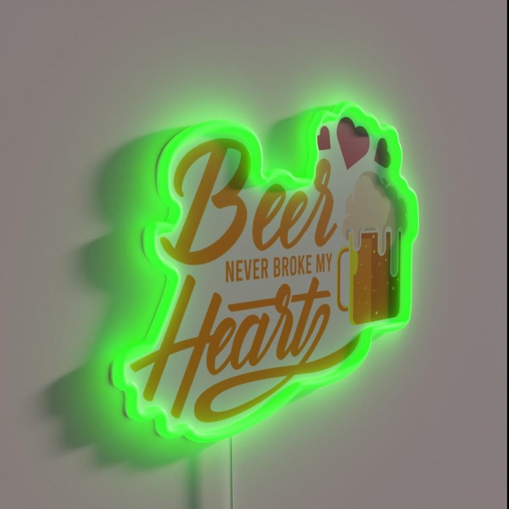 Beer Never Broke My Heart Rgb Led Neon Sign - LED neon sign close-up detail