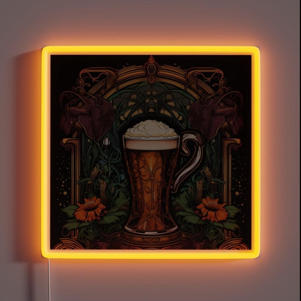 Beer Oktoberfest Art Nouveau Style Rgb Led Neon Sign - Custom LED neon sign front view